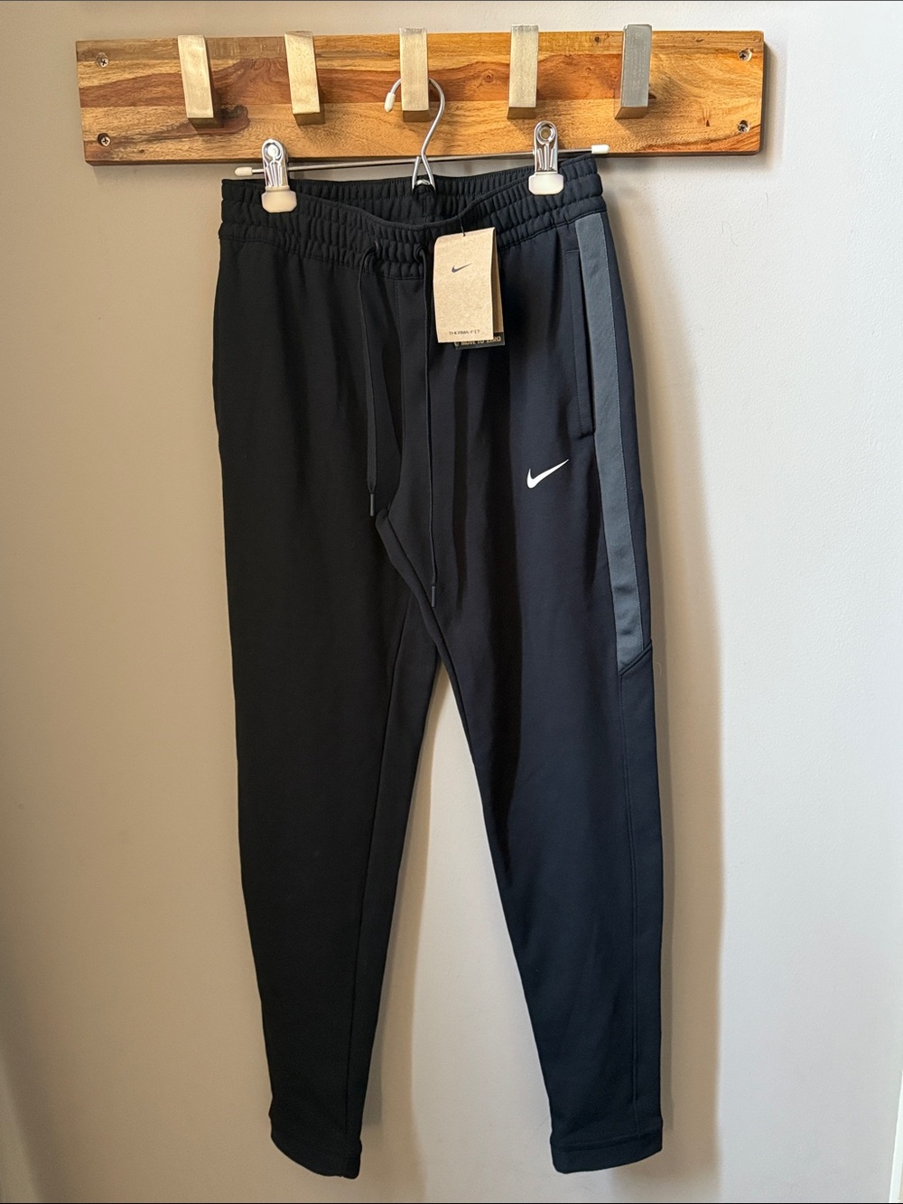 Nike - Black Women’s Basketball Joggers with Gray Side Panel and White Swoosh